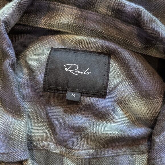 Rails Hunter Blue Mint Ash Plaid Coastal Western Button Down Medium - Picture 5 of 6